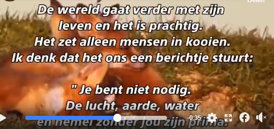 “Ik denk dat de wereld ons een bericht stuurt…”