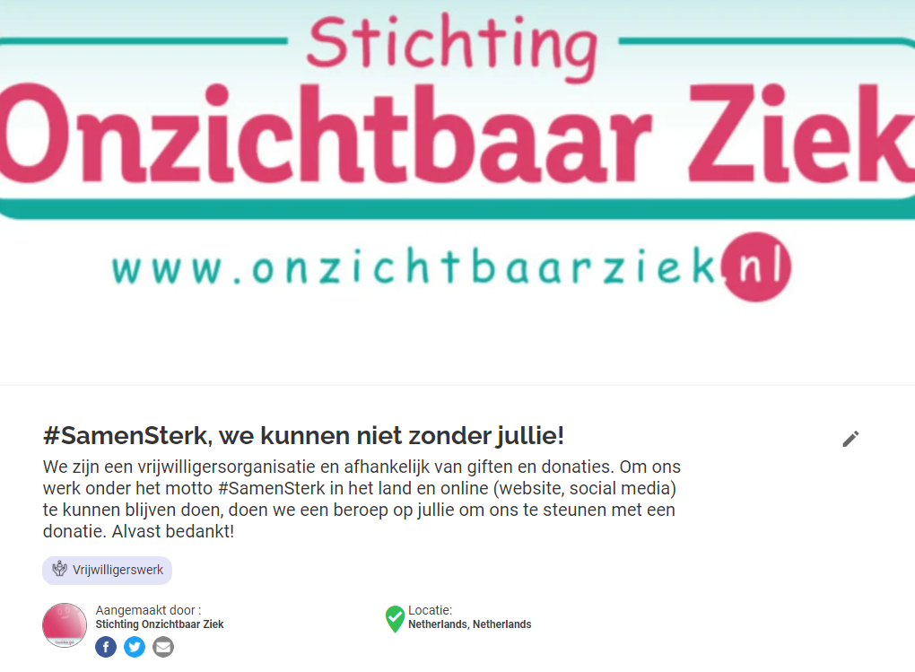 Crowdfunding voor Onzichtbaar Ziek