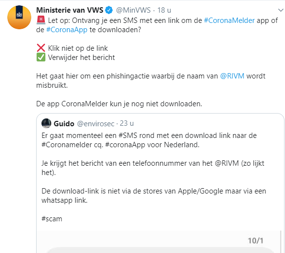Let op: sms-bericht van ‘RIVM’ blijkt phishing!